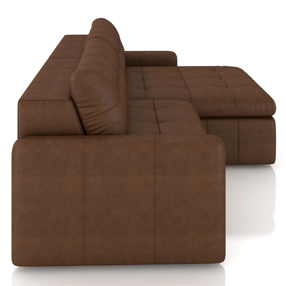 Sofá Retrátil 3 Lugares Para Sala 244cm Elios Couro Caramelo Z55 - Mpozenato