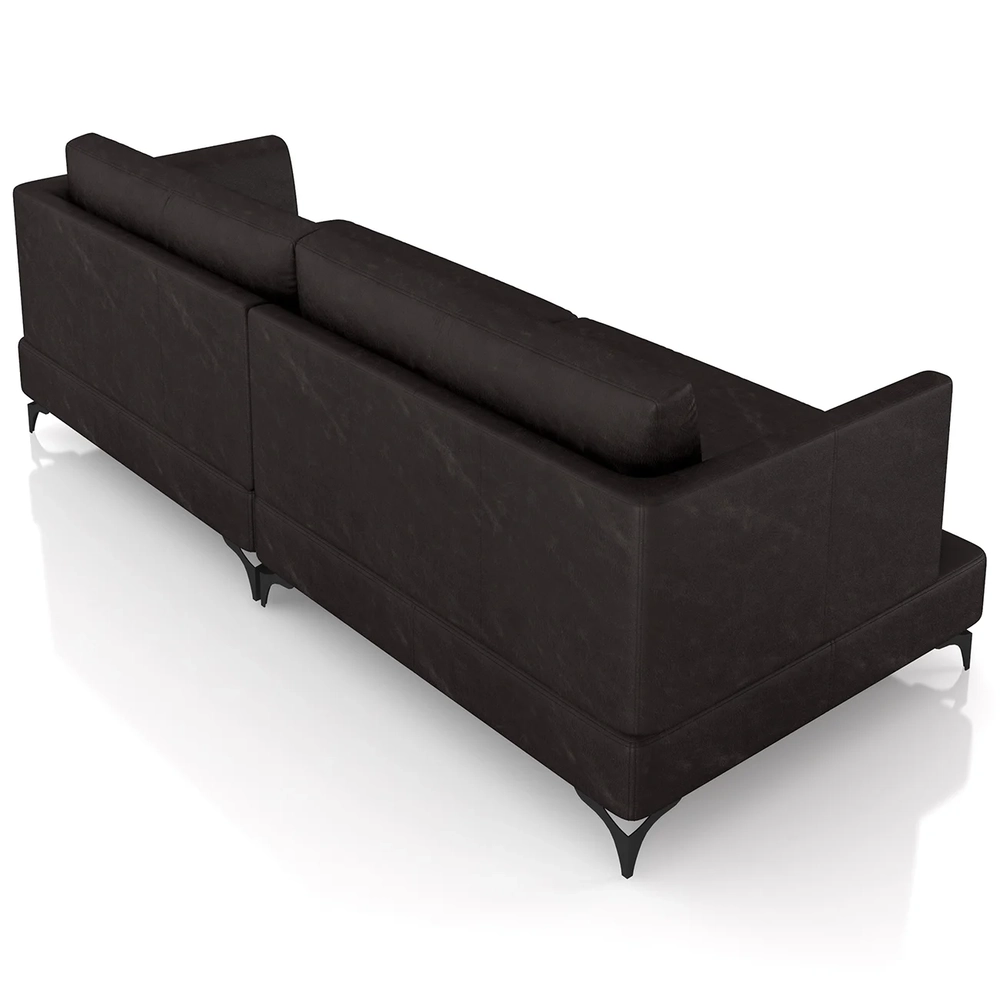 Sofá 2 Lugares Living 190cm Pé Ferro Soren Couro Bordô Z55  - Mpozenato