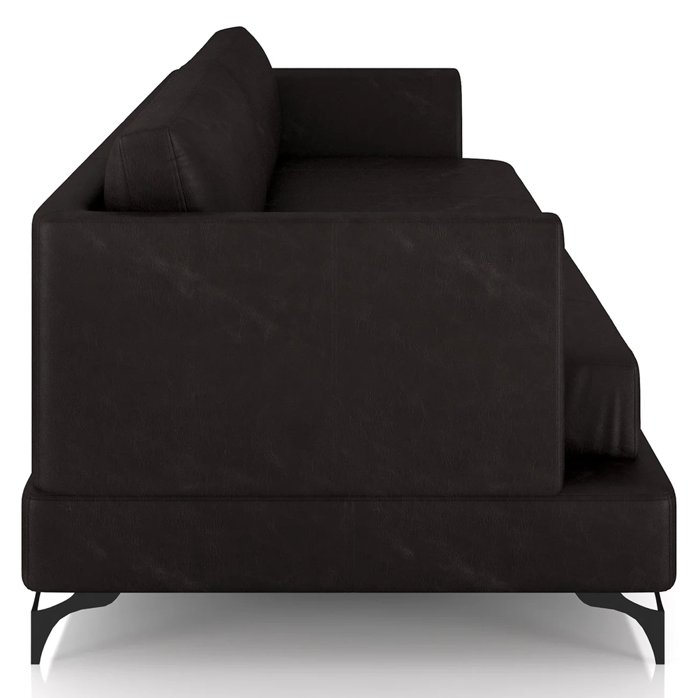 Sofá 2 Lugares Living 190cm Pé Ferro Soren Couro Bordô Z55  - Mpozenato