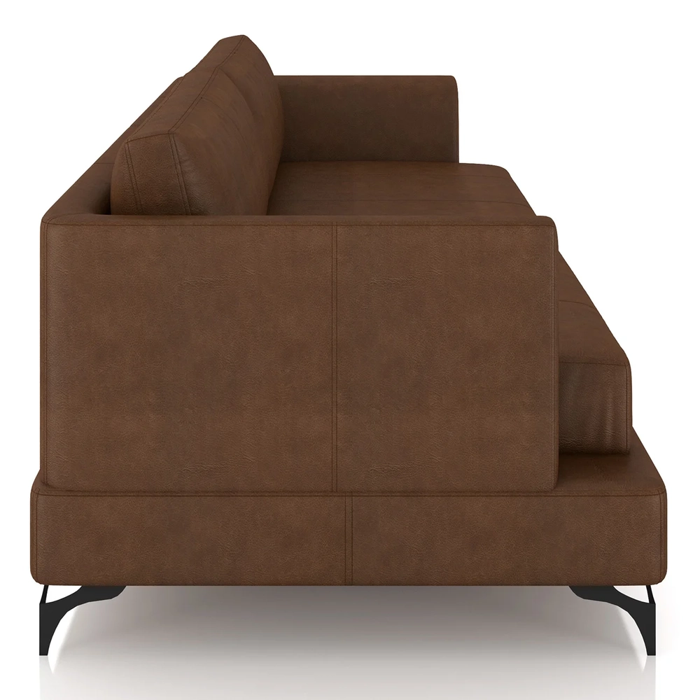 Sofá 2 Lugares Living 190cm Pé Ferro Soren Couro Caramelo Z55 - Mpozenato