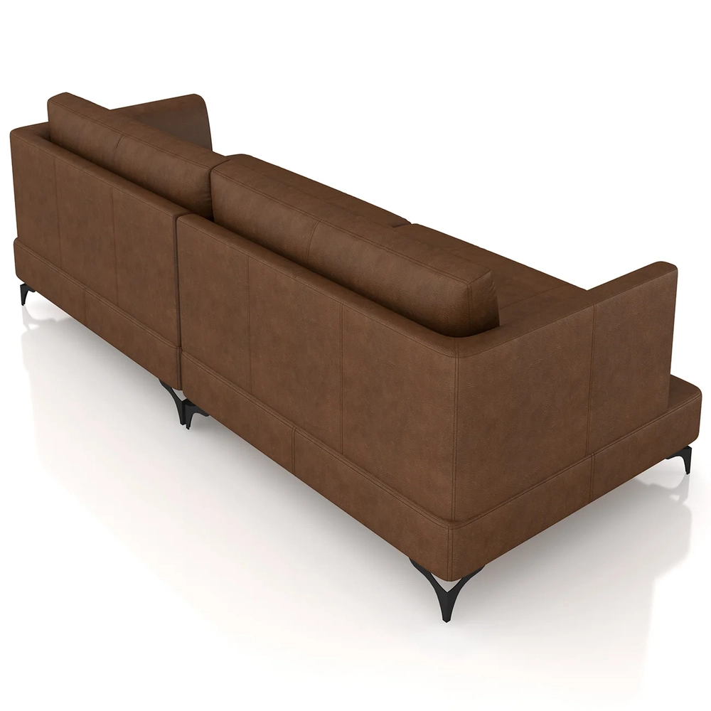 Sofá 2 Lugares Living 190cm Pé Ferro Soren Couro Caramelo Z55 - Mpozenato