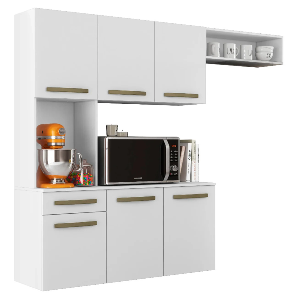 Armário de Cozinha Compacta 160cm Lora Branco A15 - Mpozenato