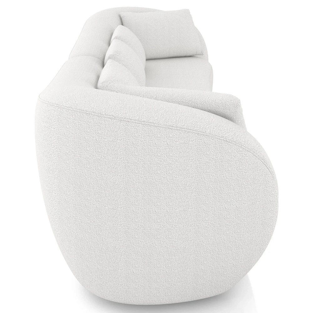 Sofá 2 Lugares 212cm Orgânico Pé Madeira Yume Bouclê Branco Z55 - Mpozenato