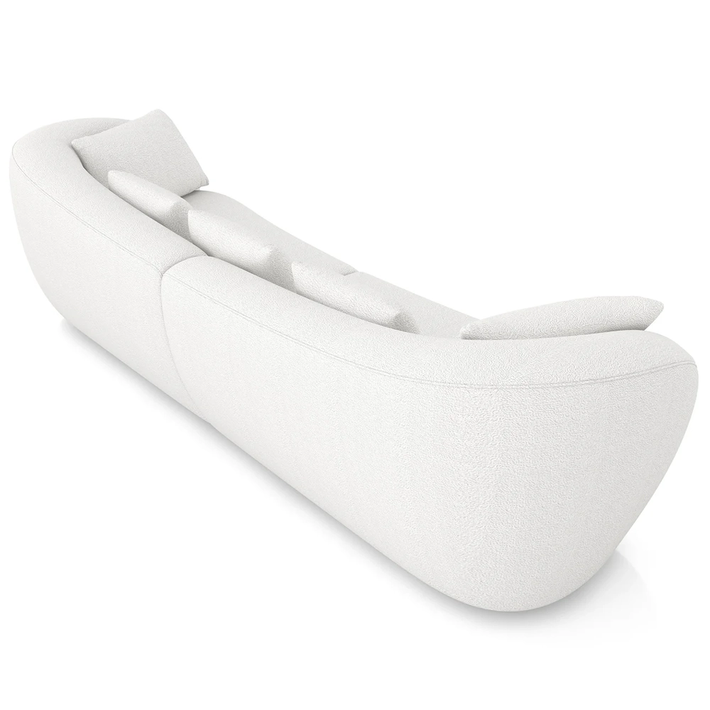 Sofá 2 Lugares 212cm Orgânico Pé Madeira Yume Bouclê Branco Z55 - Mpozenato