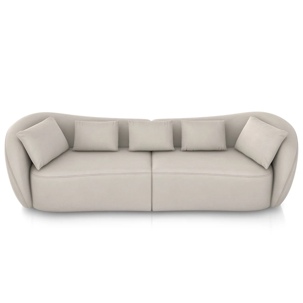 Sofá 3 Lugares 252cm Orgânico Pé Madeira Yume Suede Bege Z55 - Mpozenato