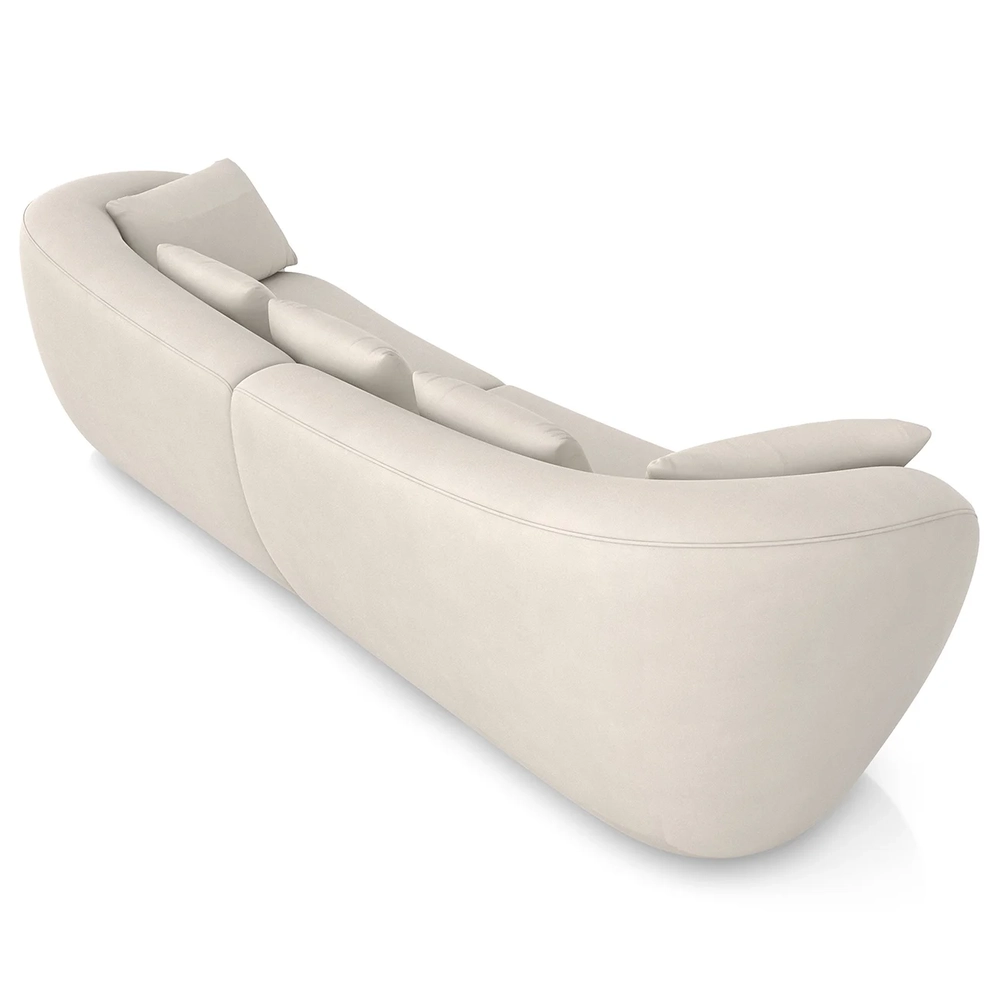 Sofá 3 Lugares 252cm Orgânico Pé Madeira Yume Suede Bege Z55 - Mpozenato