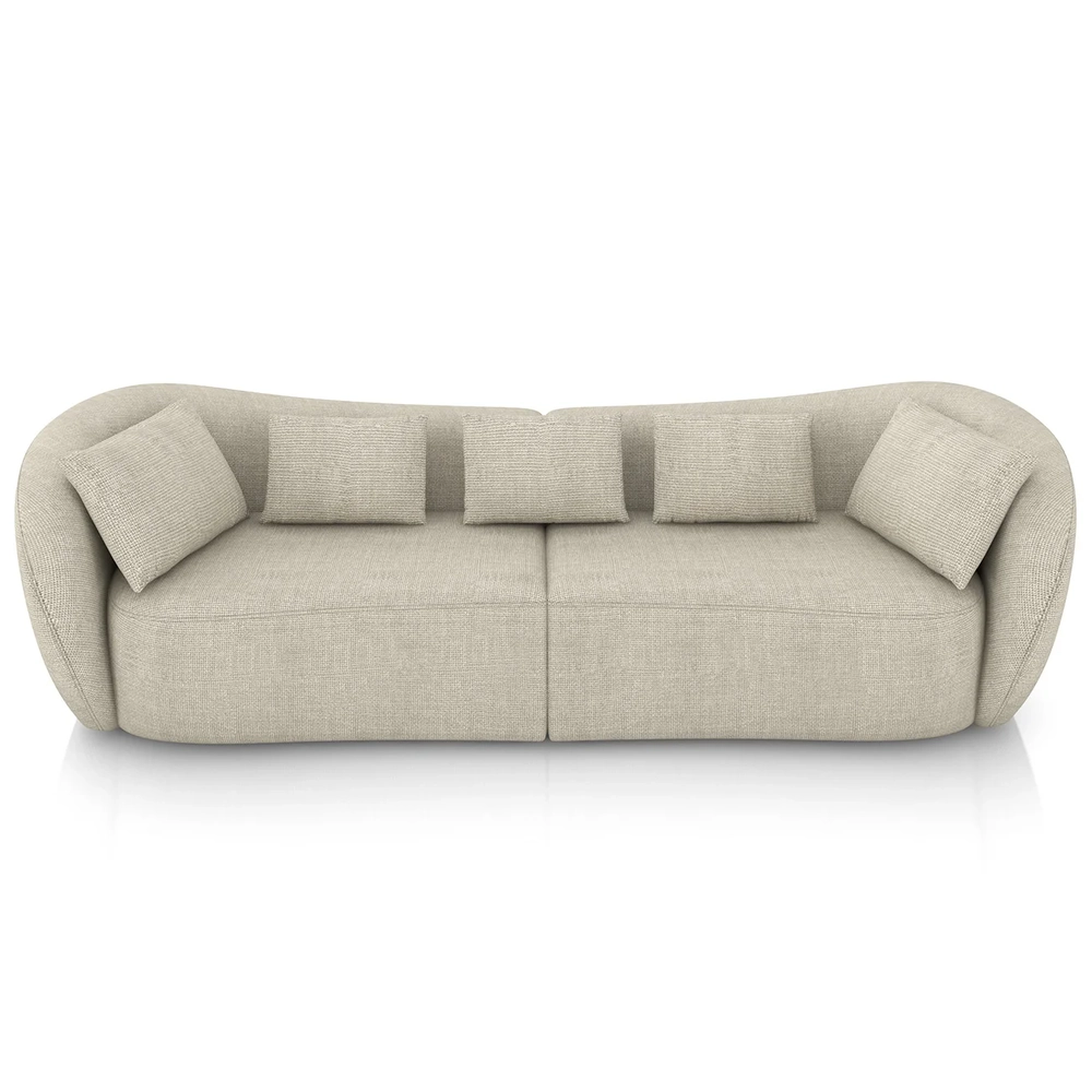 Sofá 3 Lugares 252cm Orgânico Pé Madeira Yume Linho Off White Z55 - Mpozenato