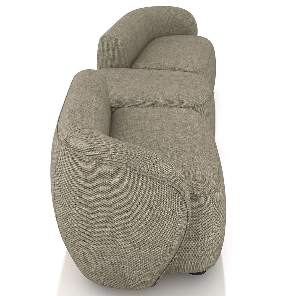 Sofá 5 Lugares Com Puff 342cm Orgânico Lyor Linho Bege Z55  - Mpozenato