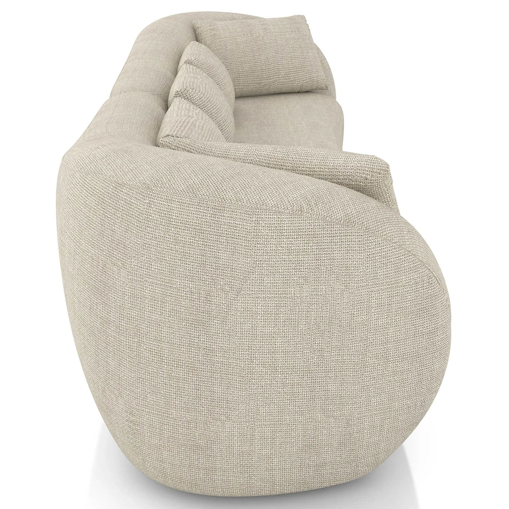 Sofá 4 Lugares 292cm Orgânico Pé Madeira Yume Linho Off White Z55 - Mpozenato