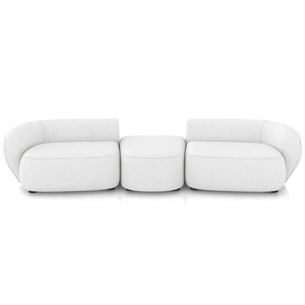 Sofá 4 Lugares Com Puff 322cm Orgânico Lyor Bouclê Branco Z55 - Mpozenato