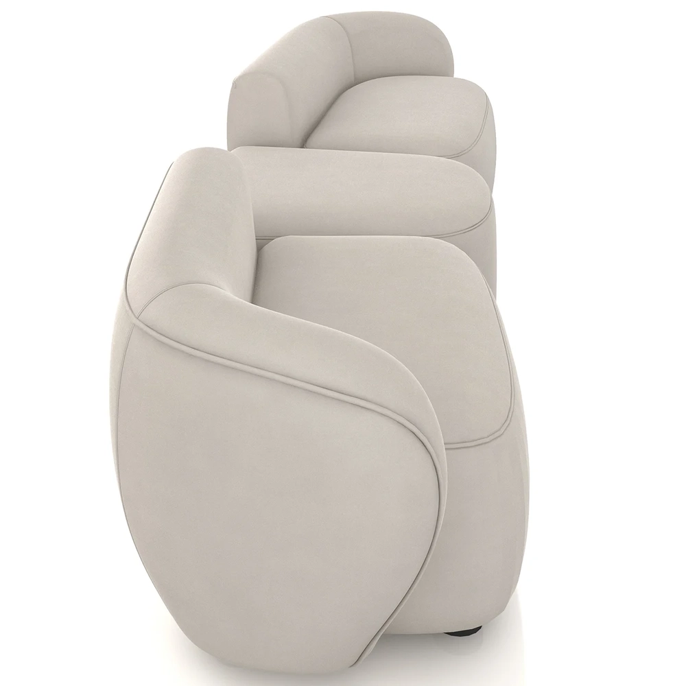 Sofá 5 Lugares Com Puff 342cm Orgânico Lyor Suede Bege Z55  - Mpozenato