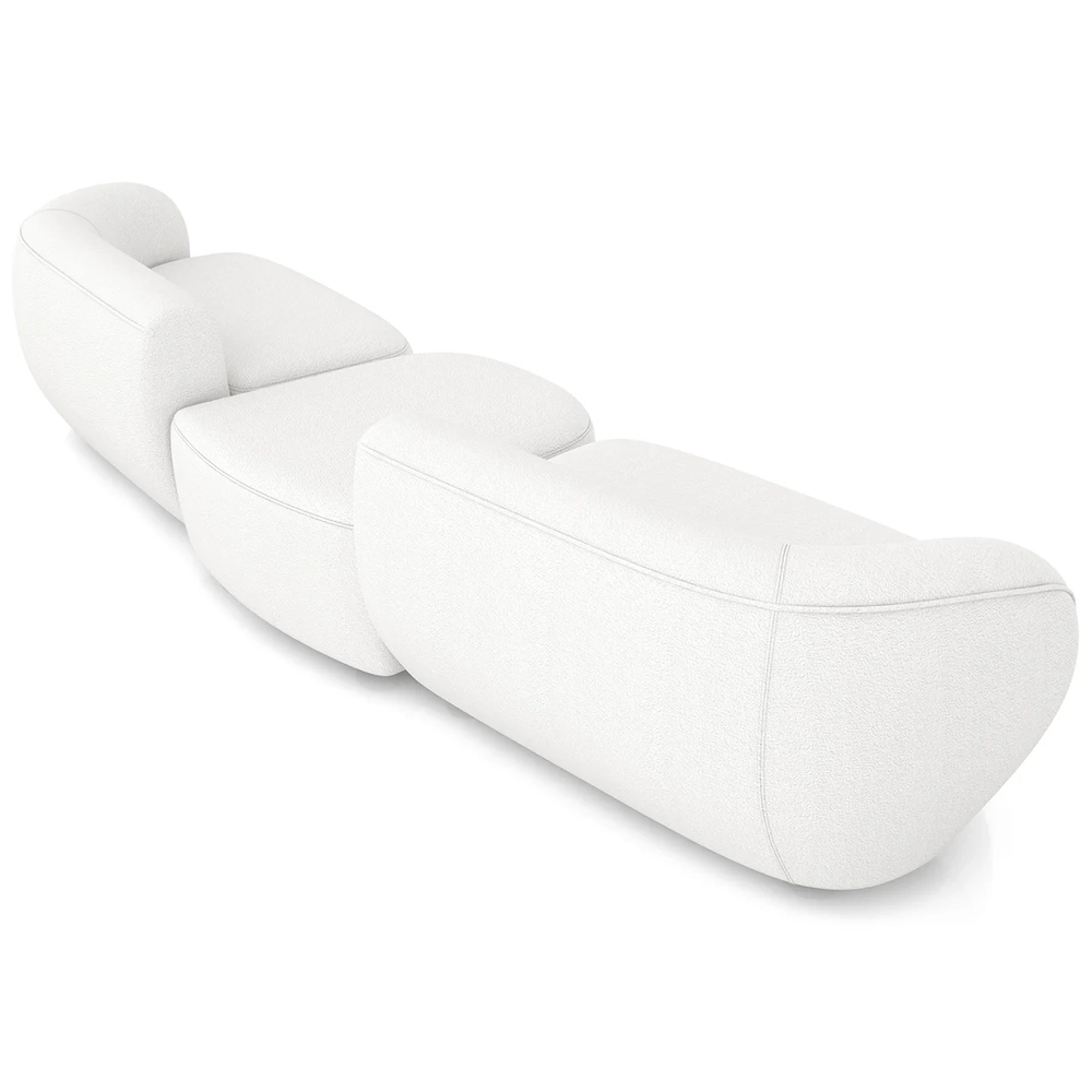 Sofá 5 Lugares Com Puff 342cm Orgânico Lyor Bouclê Branco Z55 - Mpozenato