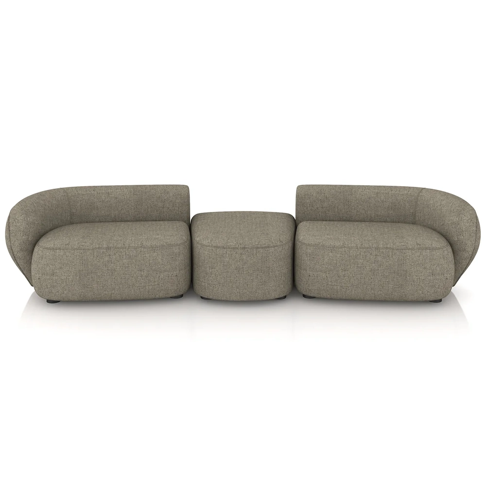 Sofá 5 Lugares Com Puff 382cm Orgânico Lyor Linho Bege Z55  - Mpozenato