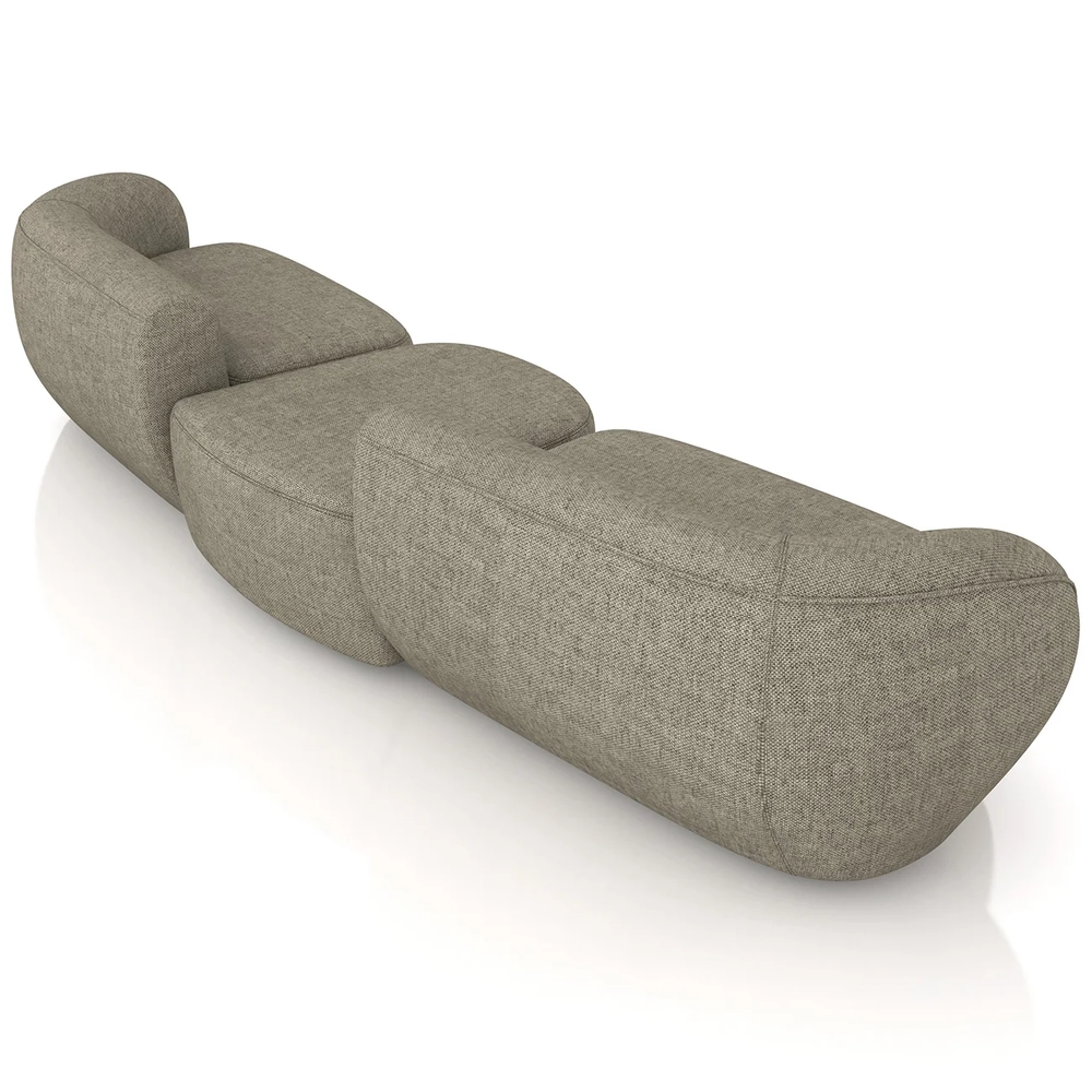 Sofá 5 Lugares Com Puff 382cm Orgânico Lyor Linho Bege Z55  - Mpozenato