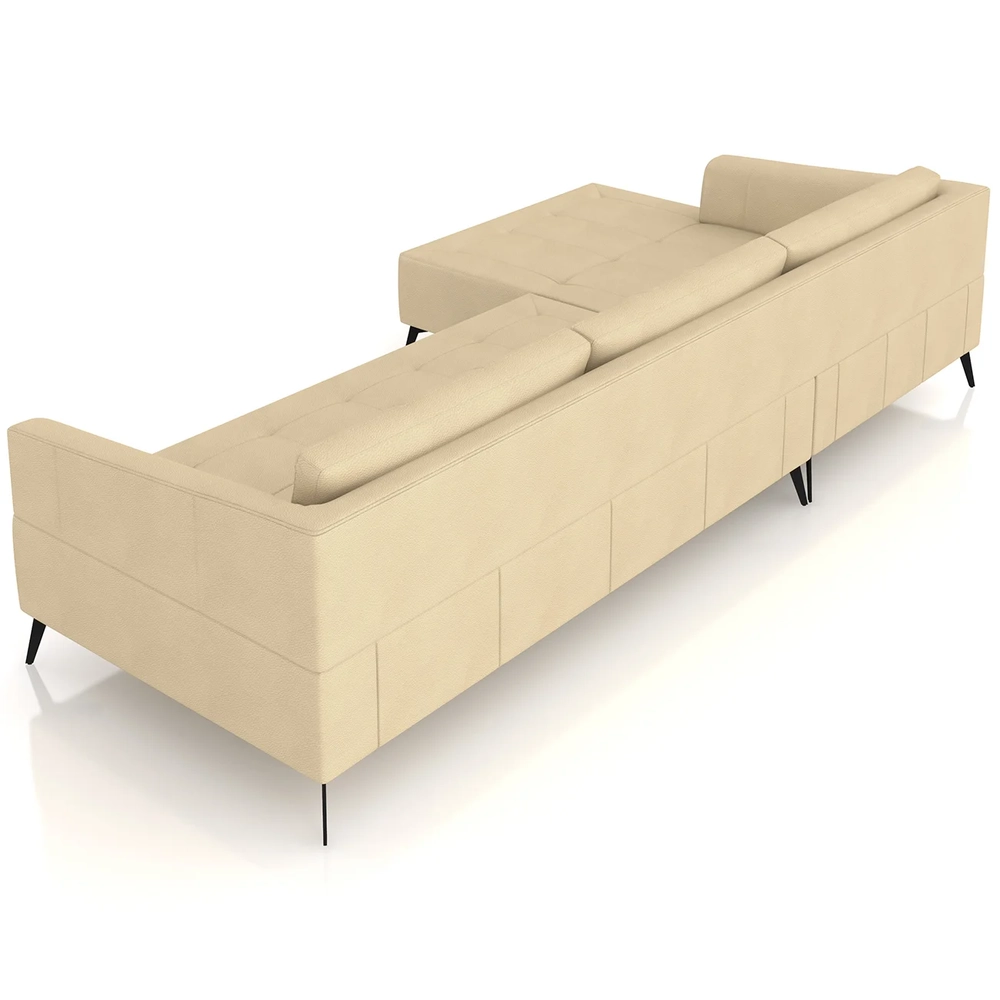 Sofá 5 Lugares 326cm Com Chaise Esquerdo Eko Couro Bege Z55 - Mpozenato