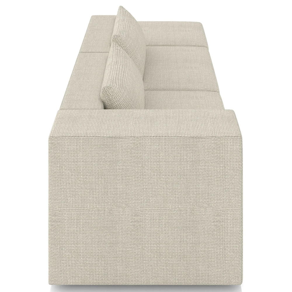 Sofá 4 Lugares 323cm Com Puff Direito Fay Linho Off White Z55    - Mpozenato