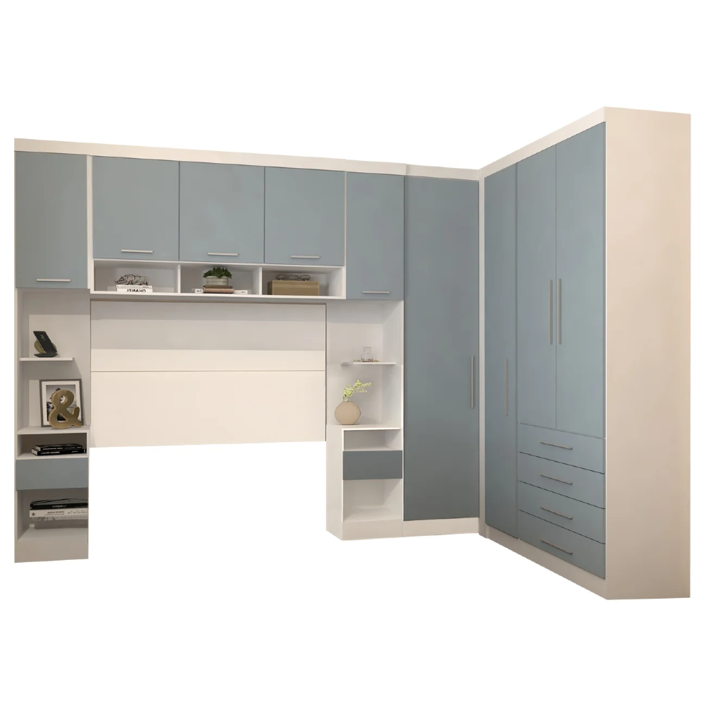 Guarda Roupa Casal Modulado CP09 Taiga Branco/Grey L01 - Mpozenato