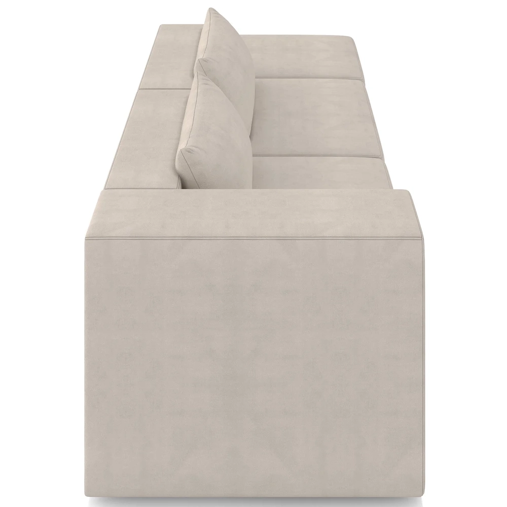 Sofá 4 Lugares 303cm Com Puff Direito Fay Suede Bege Z55    - Mpozenato