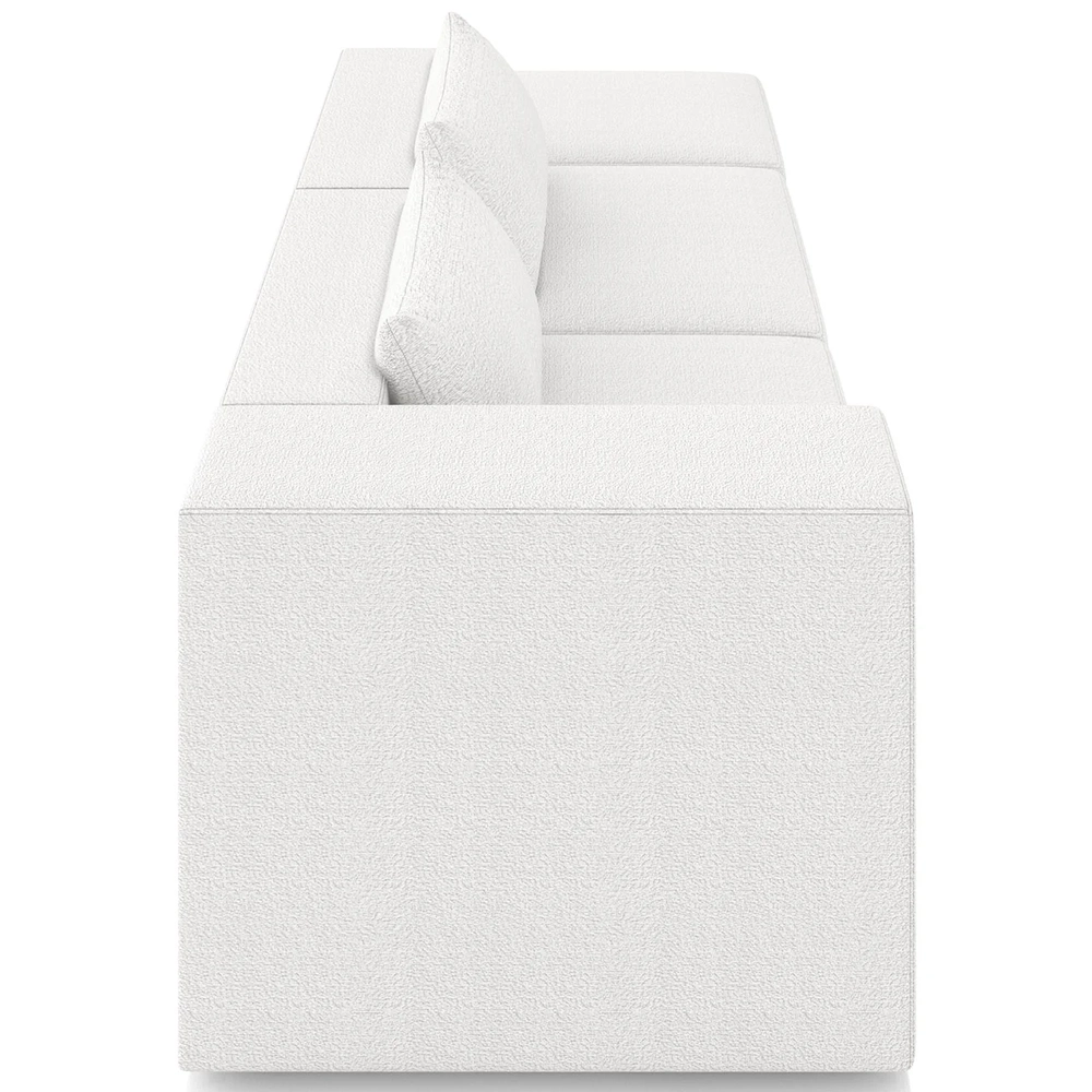 Sofá 4 Lugares 283cm Com Puff Direito Fay Bouclê Branco Z55  - Mpozenato