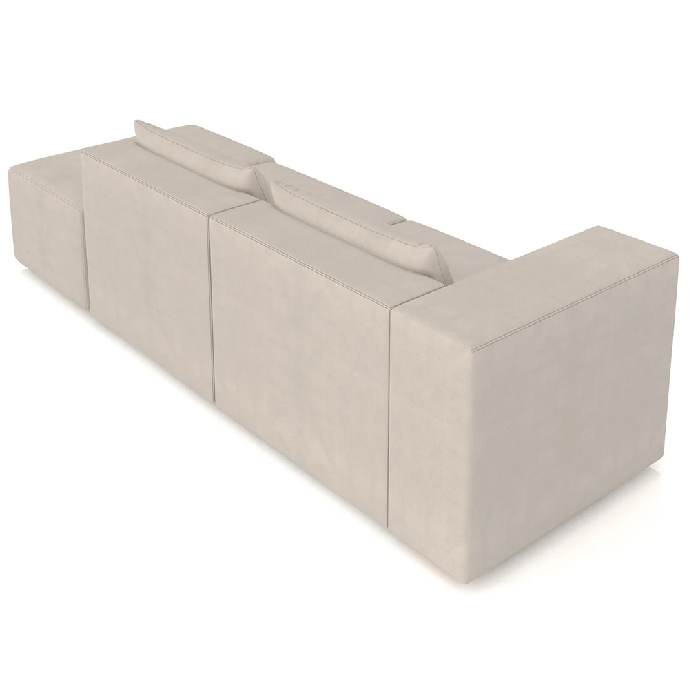 Sofá 5 Lugares 343cm Com Puff Direito Fay Suede Bege Z55    - Mpozenato