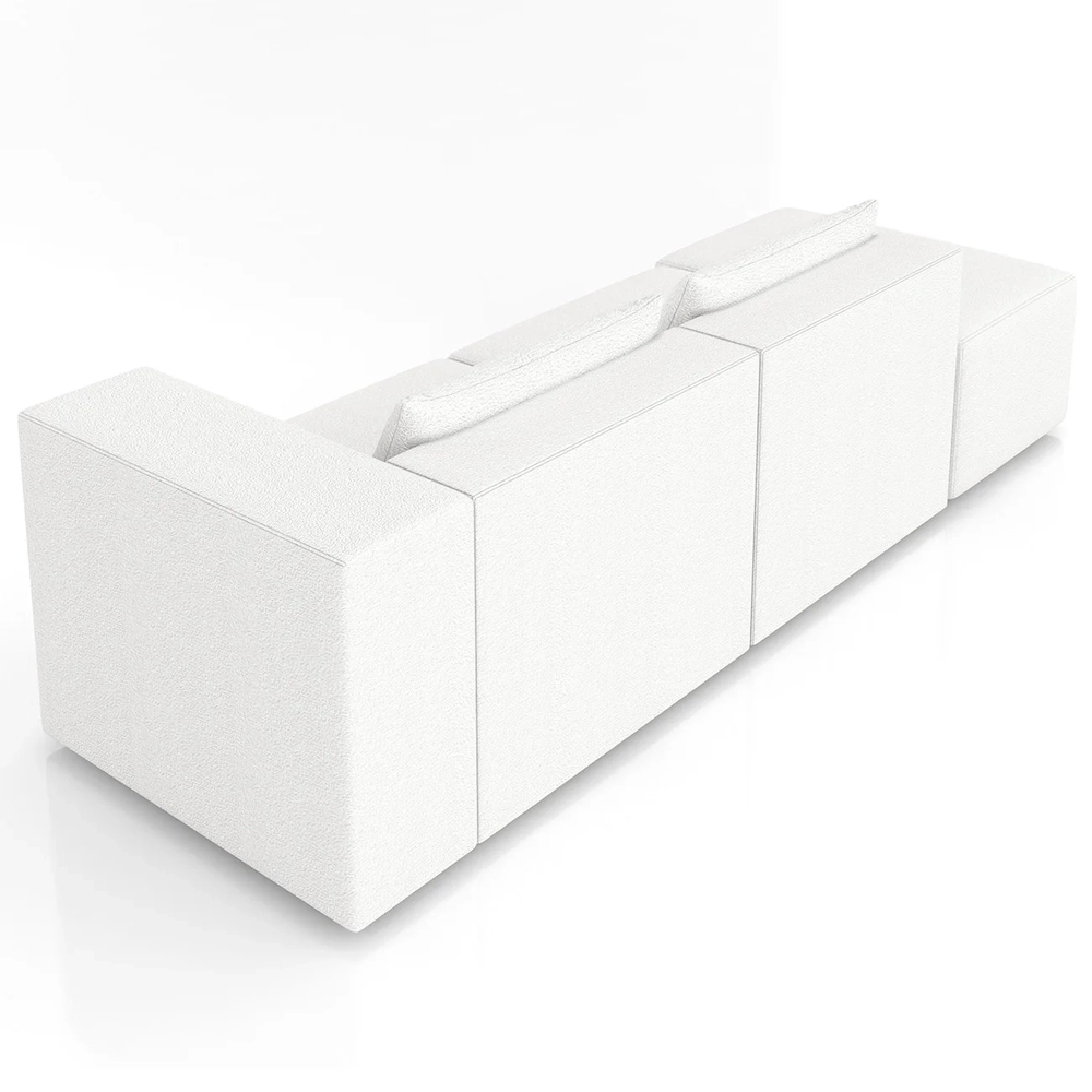 Sofá 4 Lugares 283cm Com Puff Esquerdo Fay Bouclê Branco Z55  - Mpozenato