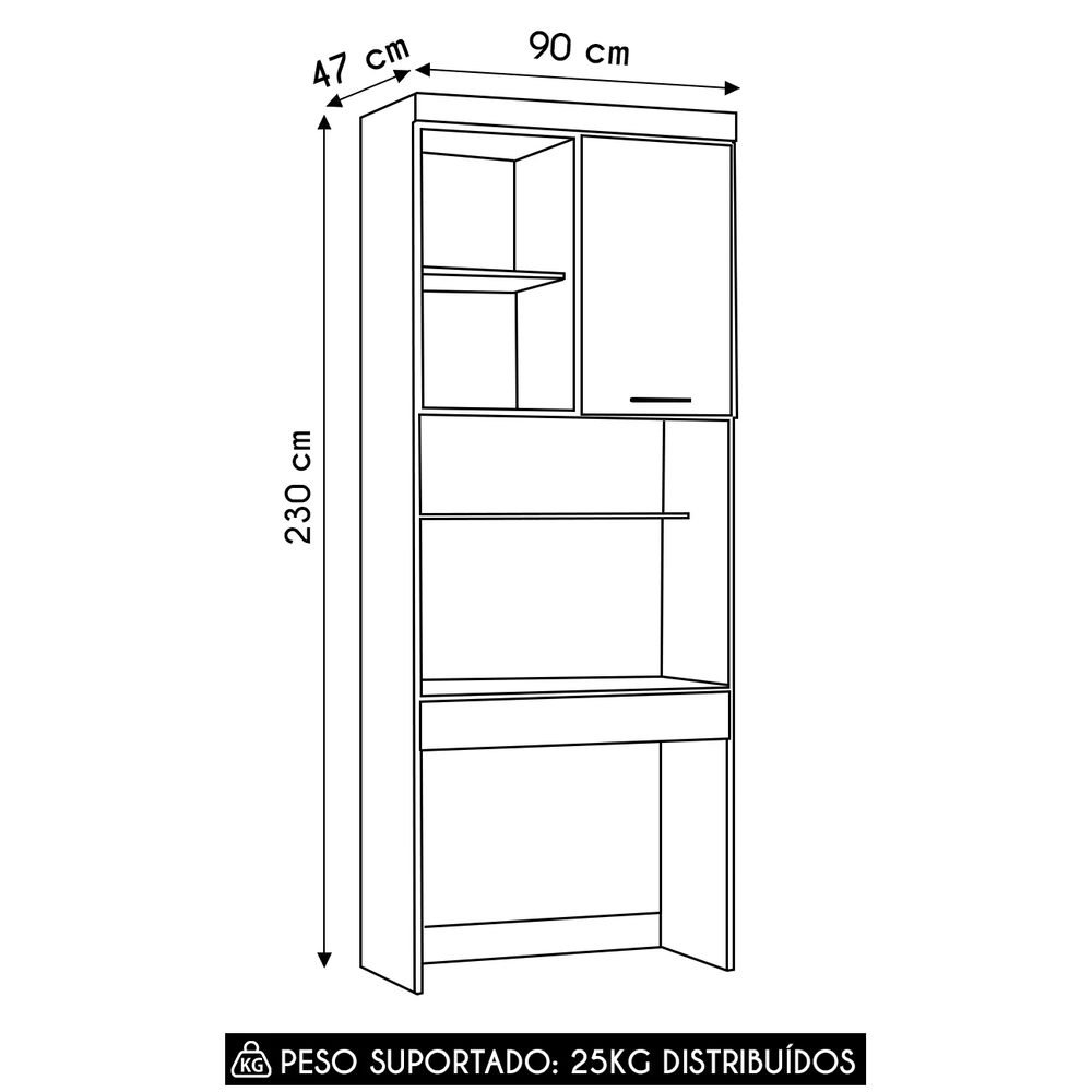 Escrivaninha Bancada Estudo Modulada 90cm Taiga Branco/Grey L01 - Mpozenato