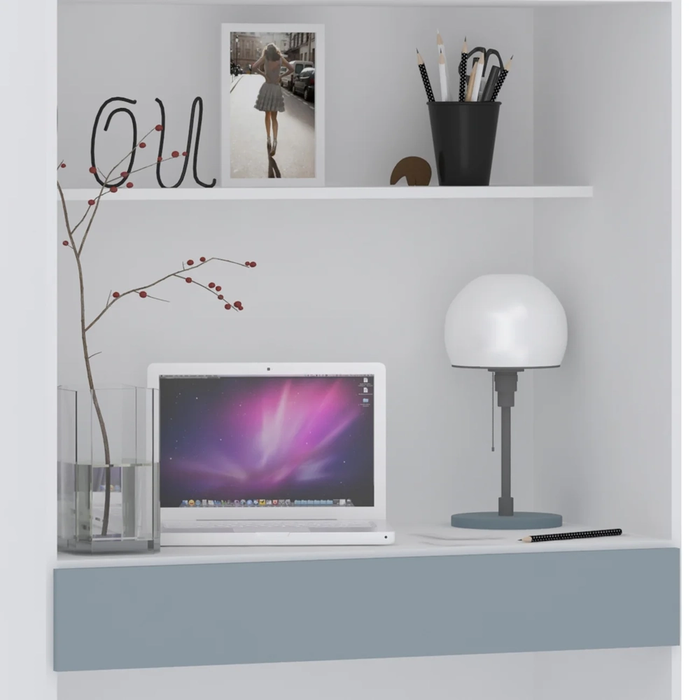 Escrivaninha Bancada Estudo Modulada 90cm Taiga Branco/Grey L01 - Mpozenato