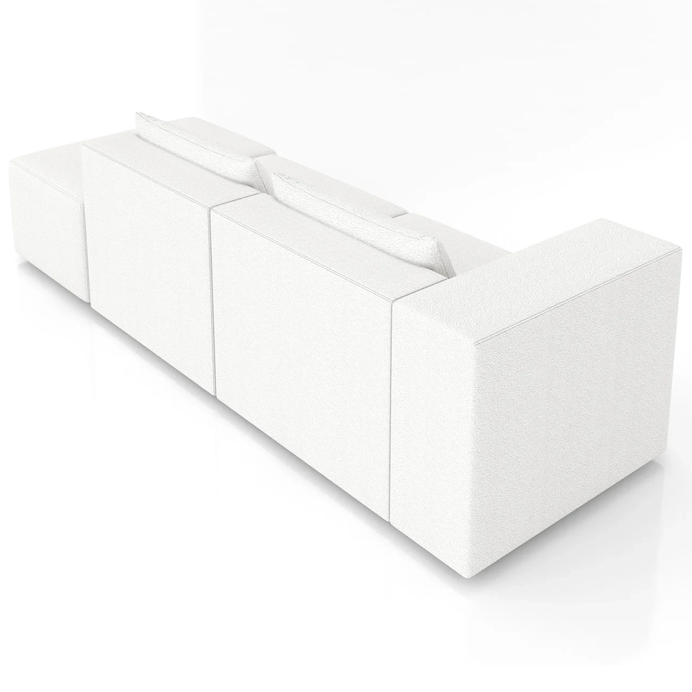 Sofá 5 Lugares 363cm Com Puff Direito Fay Bouclê Branco Z55  - Mpozenato