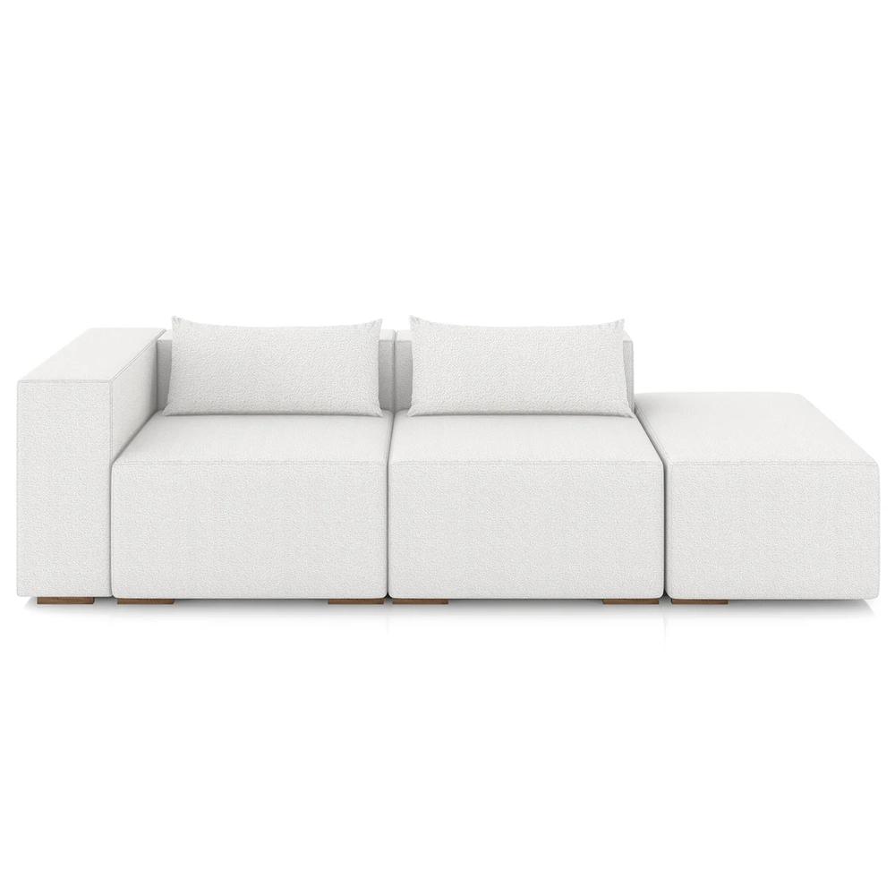 Sofá 5 Lugares 363cm Com Puff Direito Fay Bouclê Branco Z55  - Mpozenato