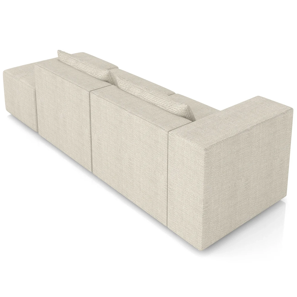 Sofá 5 Lugares 363cm Com Puff Direito Fay Linho Off White Z55    - Mpozenato