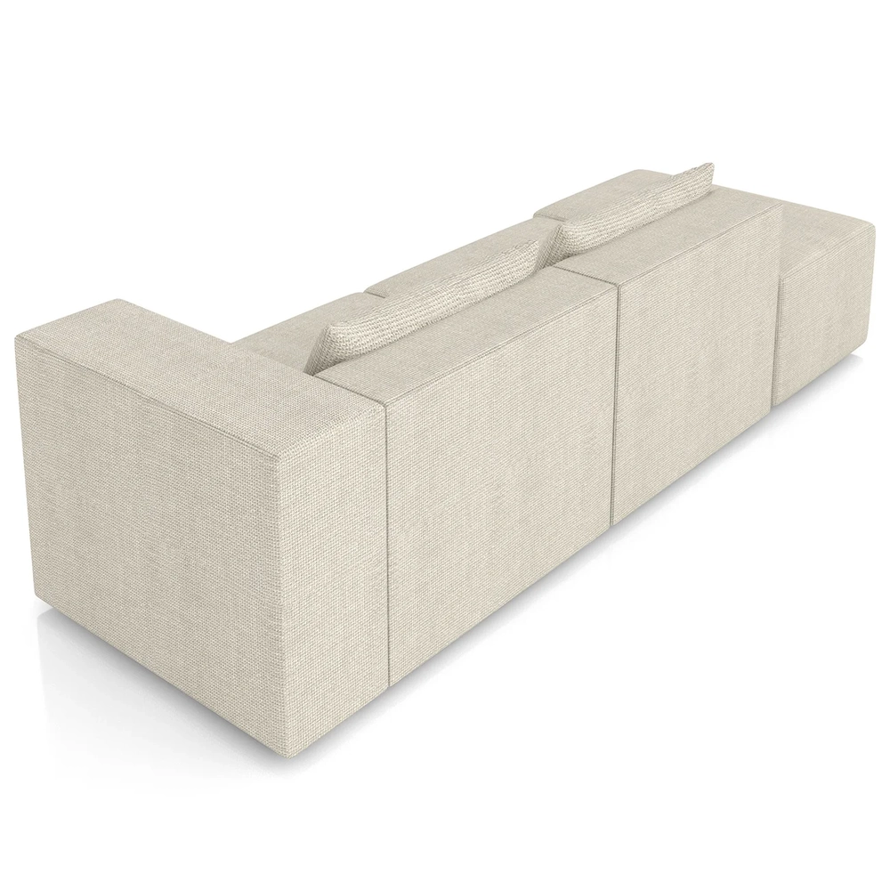 Sofá 4 Lugares 323cm Com Puff Esquerdo Fay Linho Off White Z55   - Mpozenato