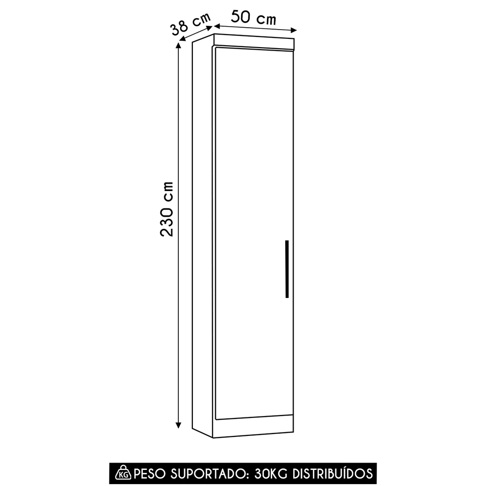 Guarda Roupa Modulado Sapateira 50cm Taiga Branco L01 - Mpozenato