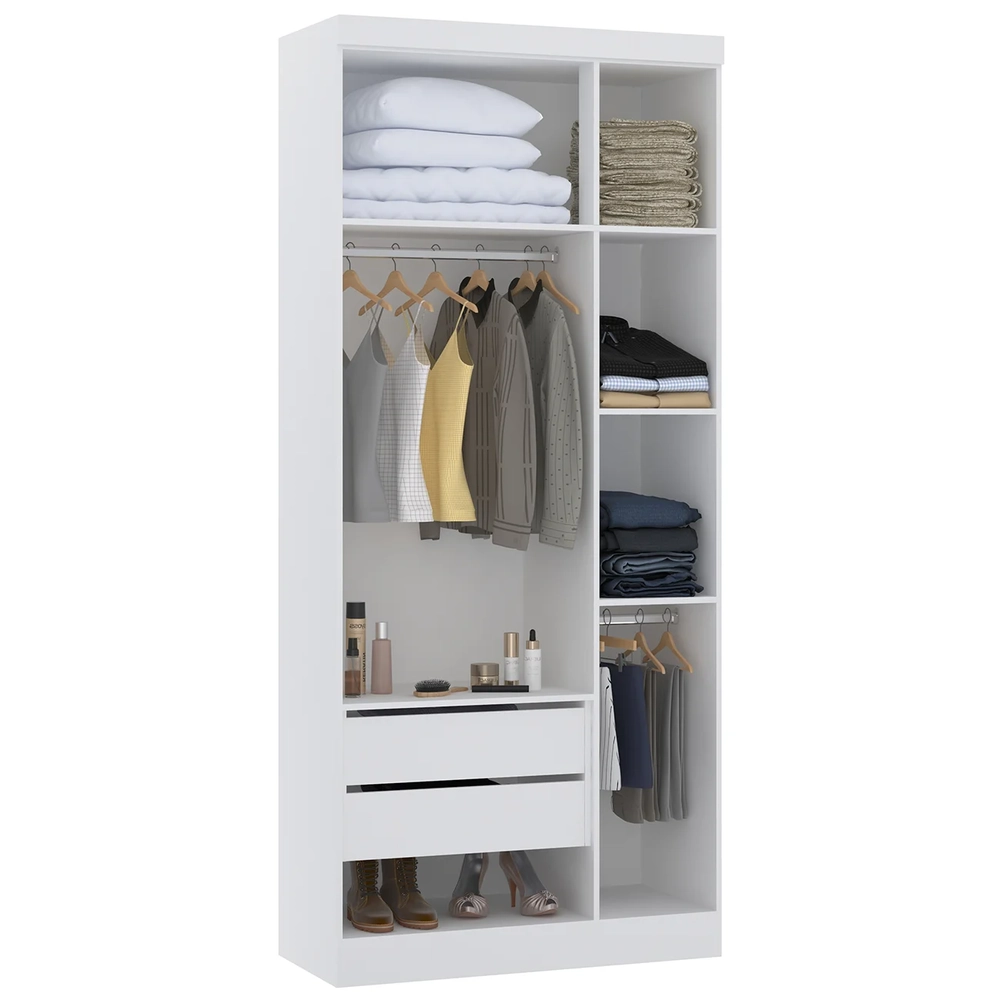 Guarda Roupa Modulado 102cm com 3 Portas Taiga Branco L01 - Mpozenato