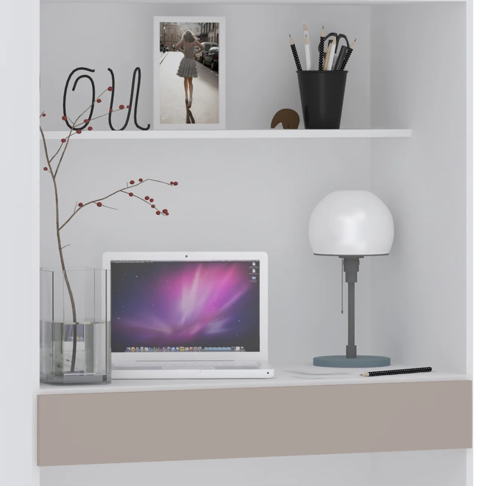 Escrivaninha Bancada Estudo Modulada 90cm Taiga Branco/Cinnamon L01 - Mpozenato