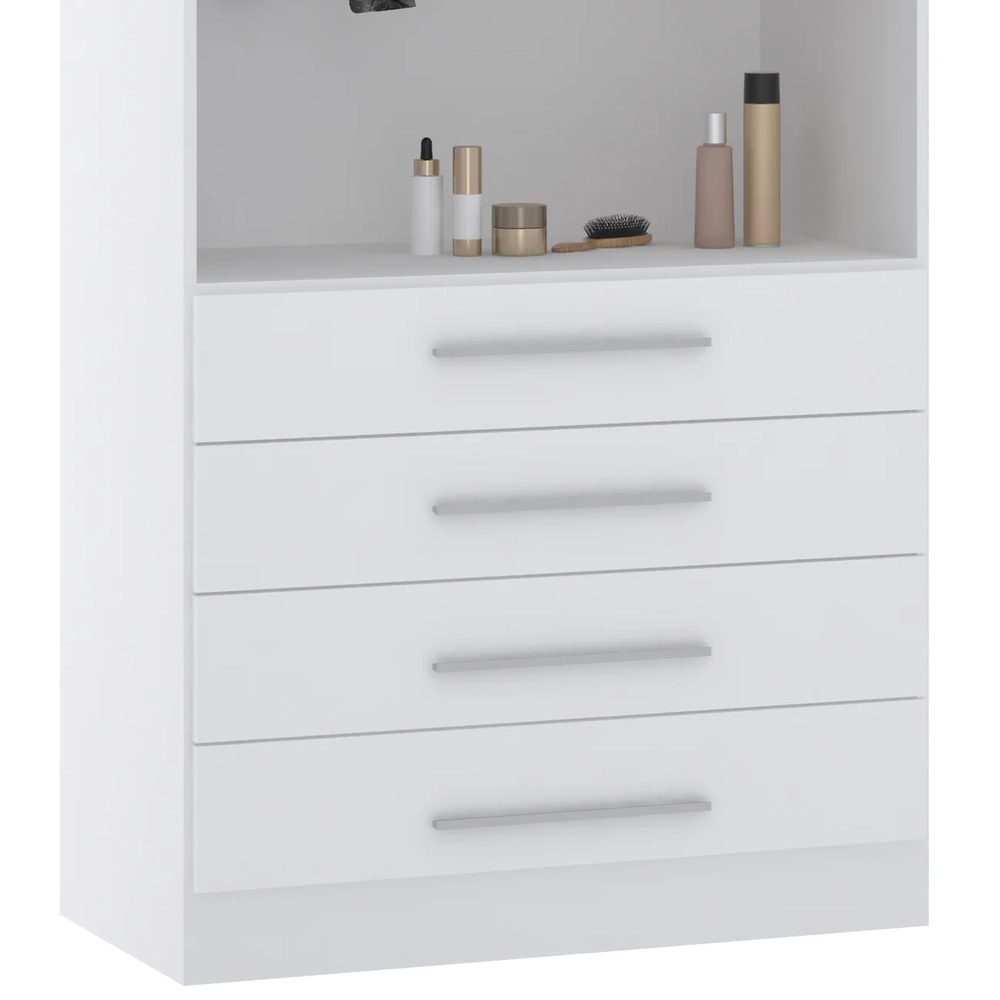 Guarda Roupa Modulado 90cm 2 Portas 4 Gavetas Taiga Branco L01 - Mpozenato