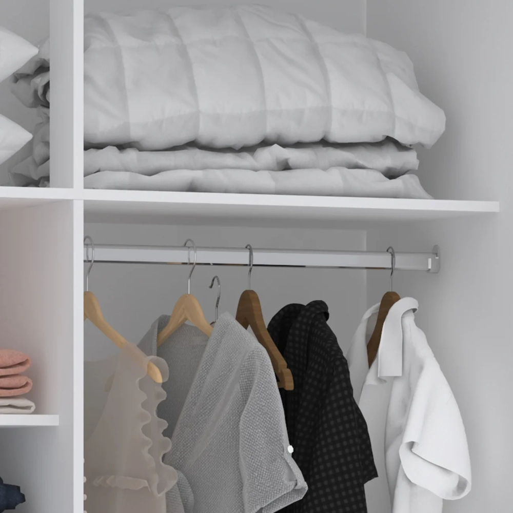 Guarda Roupa Solteiro 135cm 2 Portas 3 Gavetas Taiga Branco/Cinnamon L01 - Mpozenato