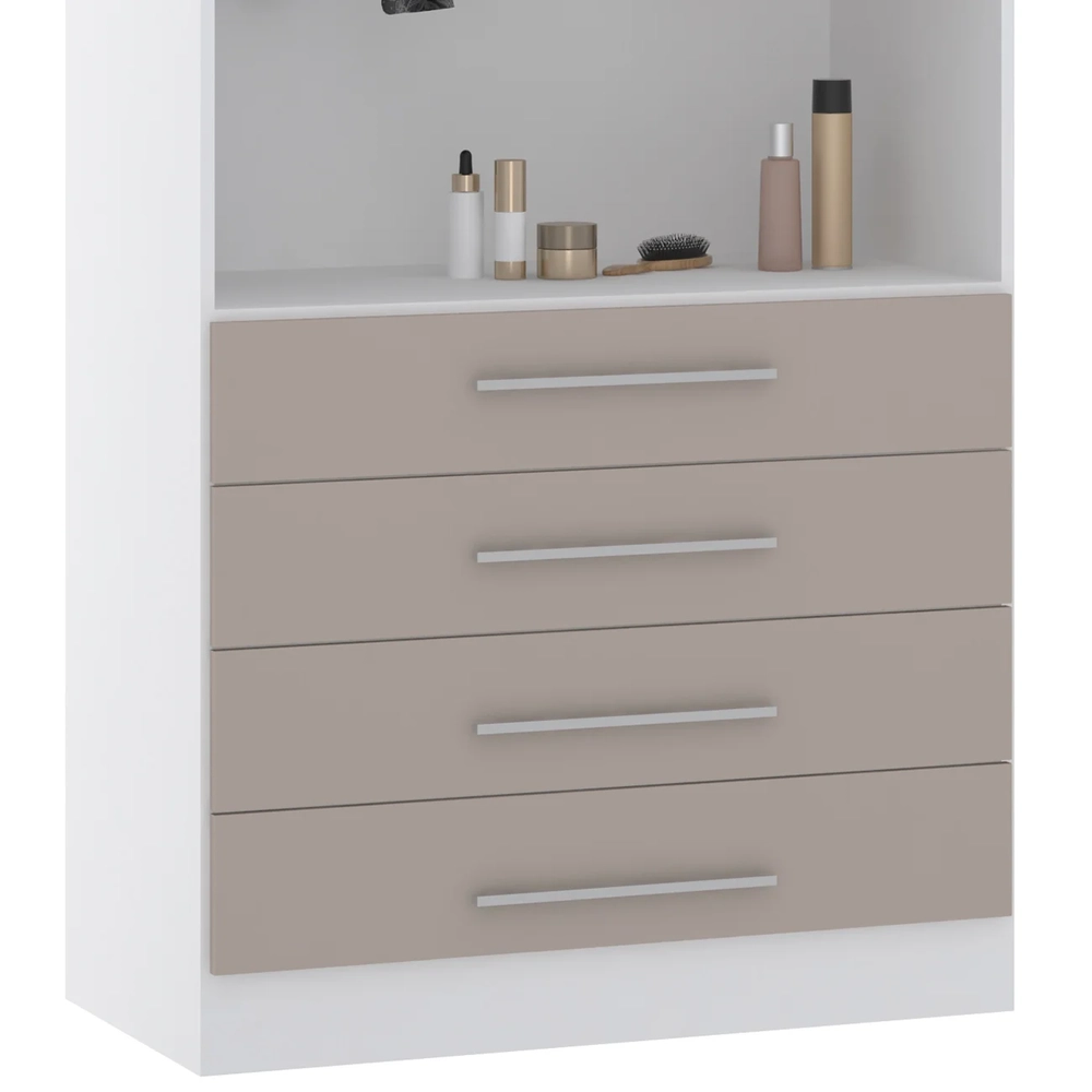 Guarda Roupa Modulado 90cm 2 Portas 4 Gavetas Taiga Branco/Cinnamon L01 - Mpozenato