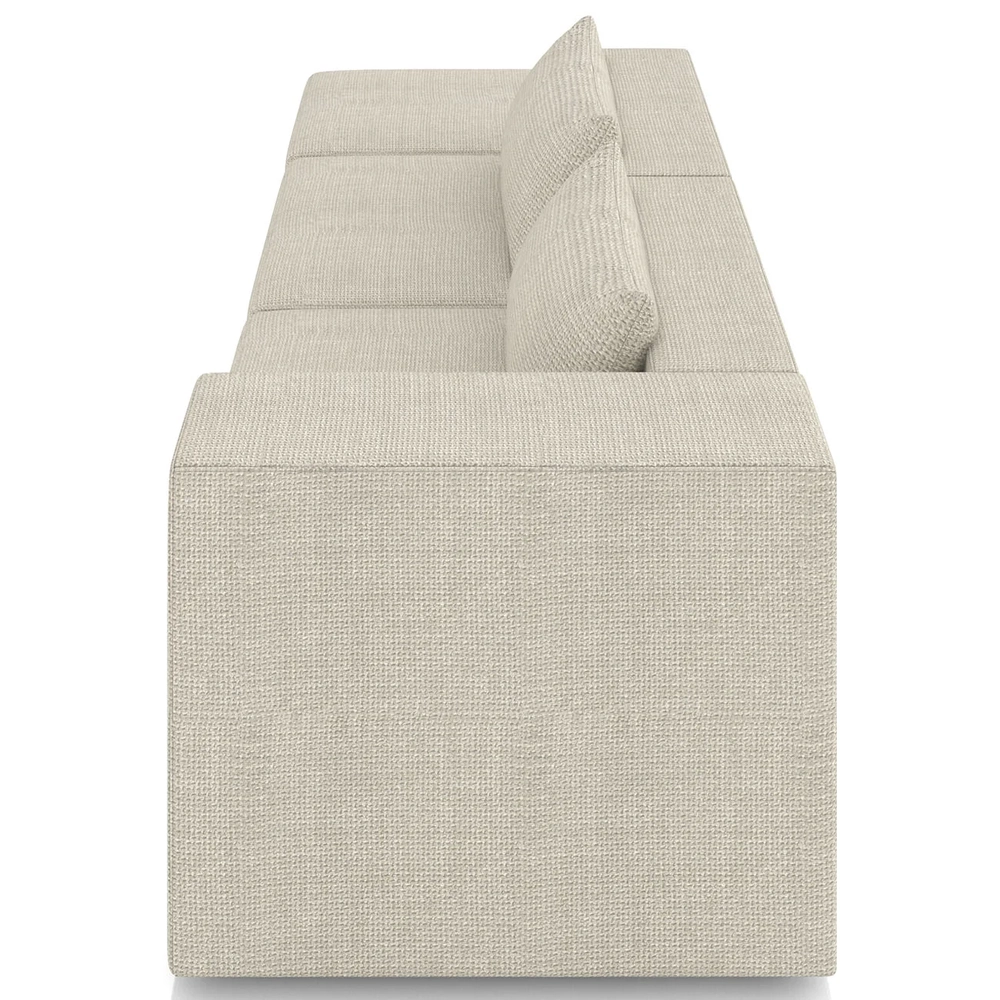 Sofá 5 Lugares 363cm Com Puff Esquerdo Fay Linho Off White Z55   - Mpozenato