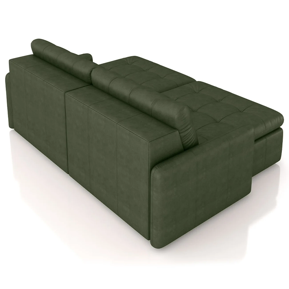 Sofá Retrátil 4 Lugares Para Sala 264cm Elios Couro Verde Z55 - Mpozenato