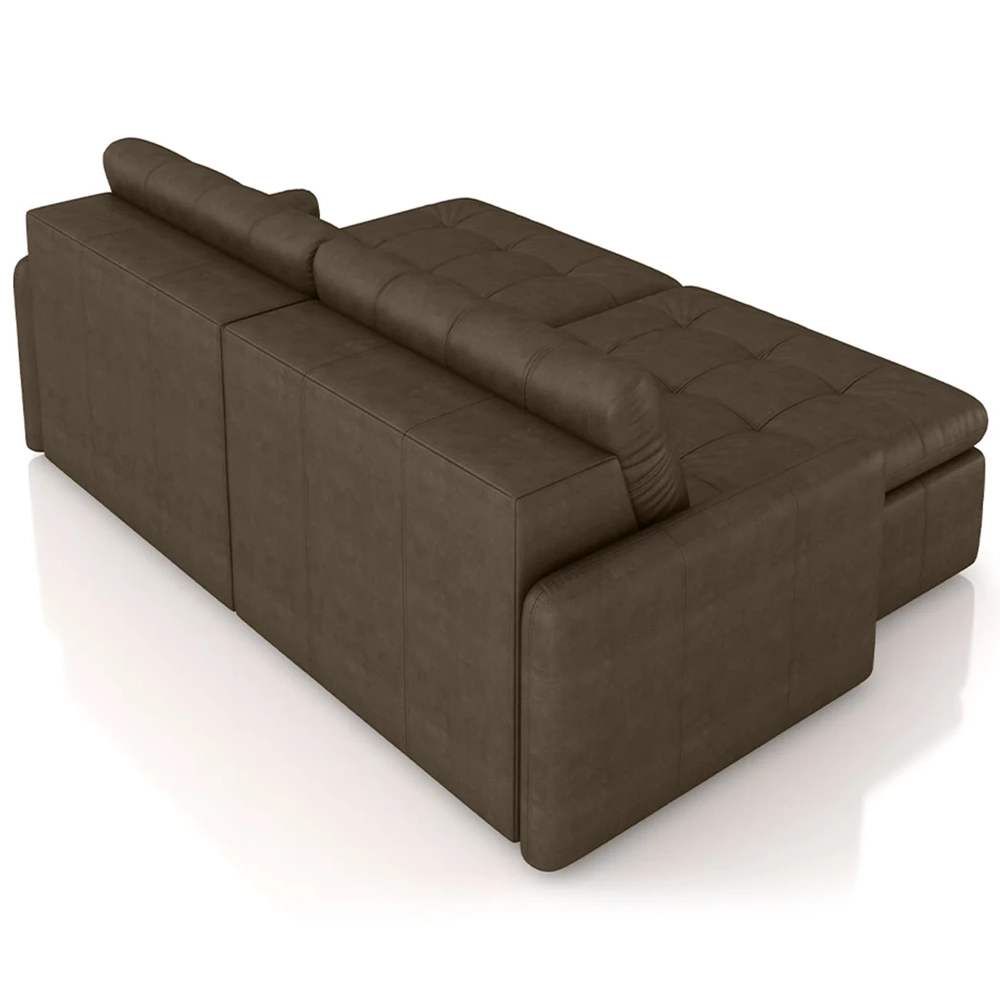 Sofá Retrátil 3 Lugares Para Sala 204cm Elios Couro Castanho Z55 - Mpozenato