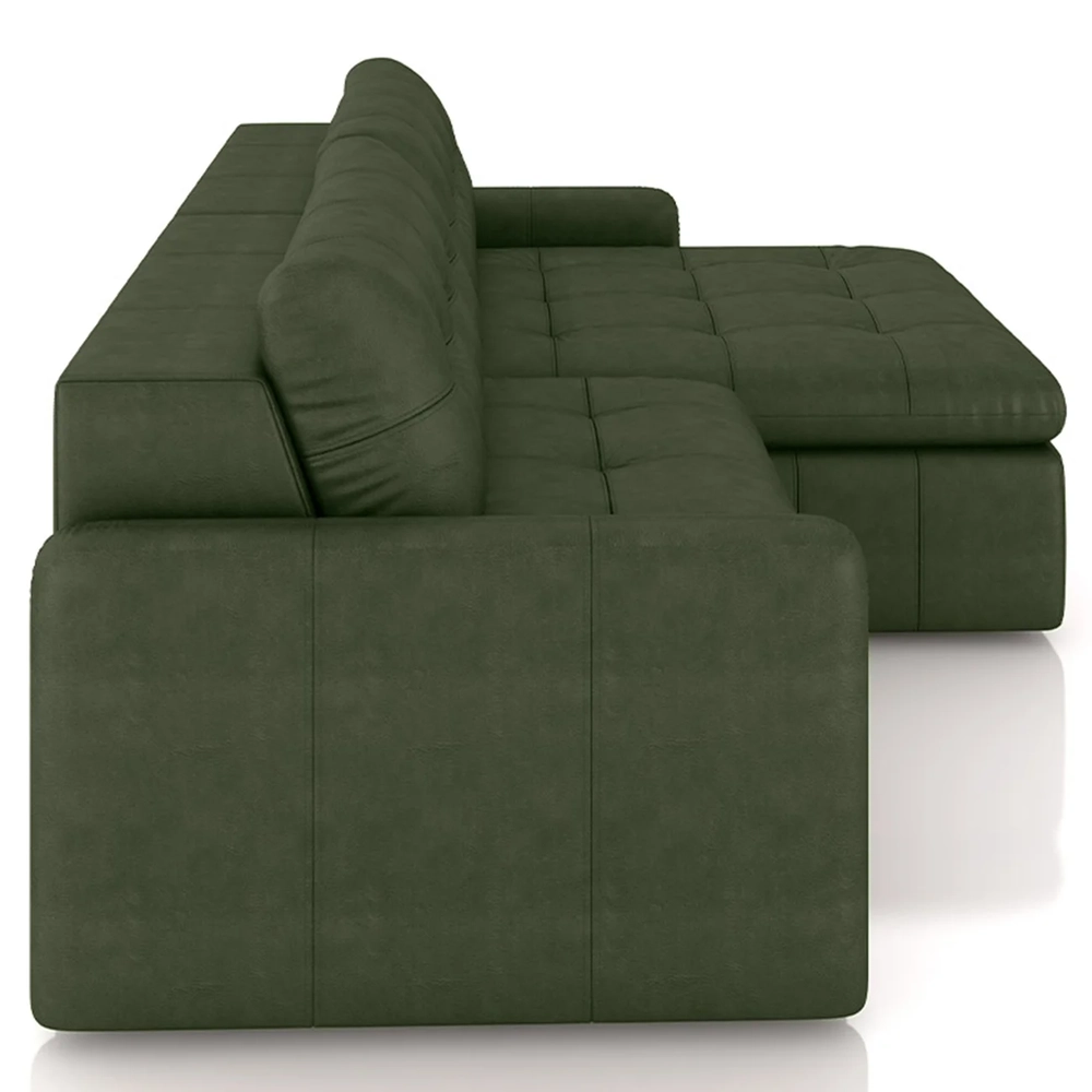 Sofá Retrátil 3 Lugares Para Sala 244cm Elios Couro Verde Z55 - Mpozenato