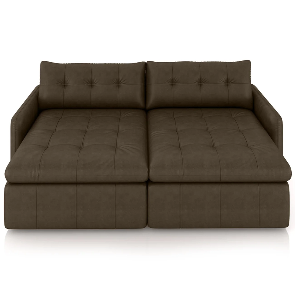 Sofá Retrátil 2 Lugares Para Sala 184cm Elios Couro Castanho Z55 - Mpozenato