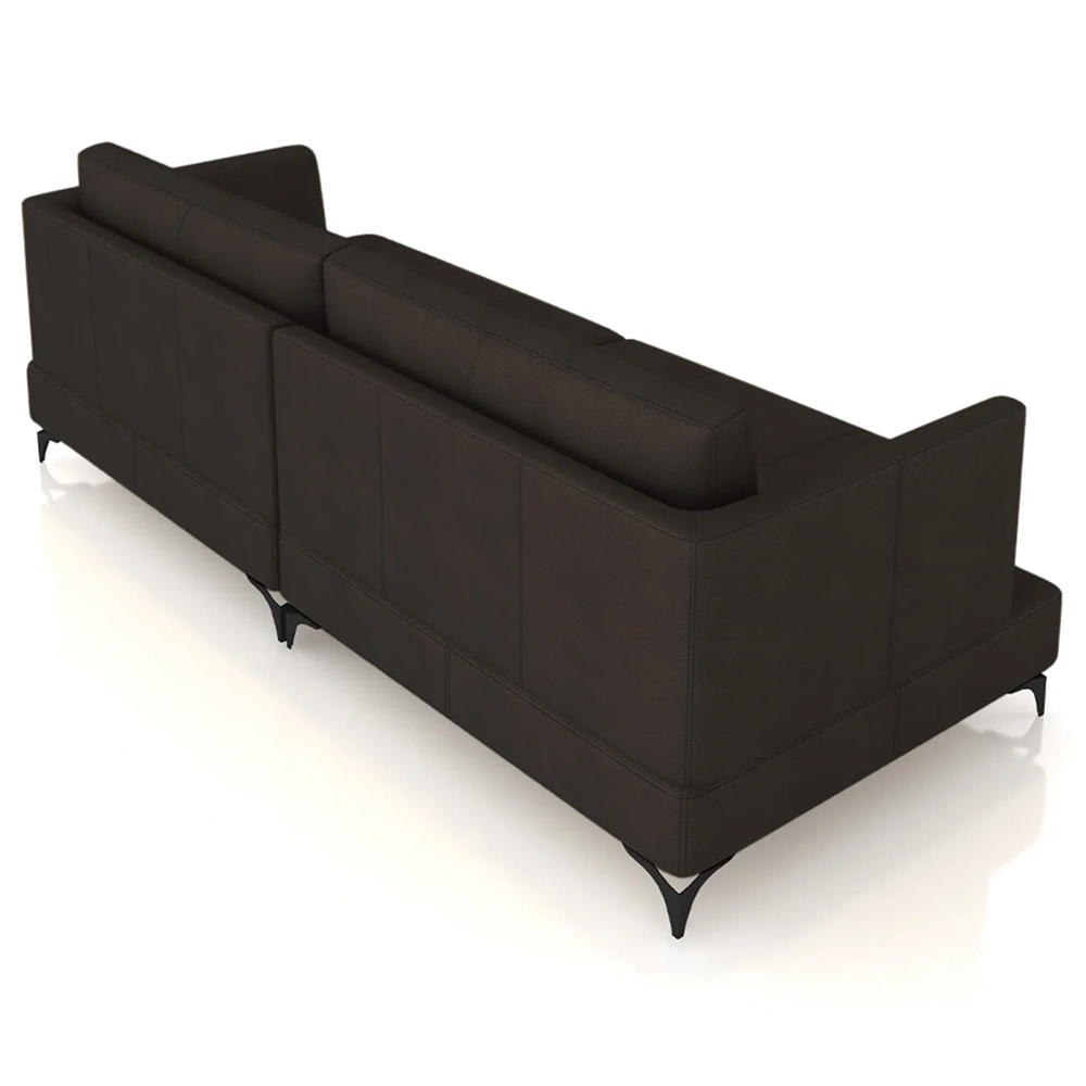 Sofá 2 Lugares Living 190cm Pé Ferro Soren Couro Marrom Z55 - Mpozenato