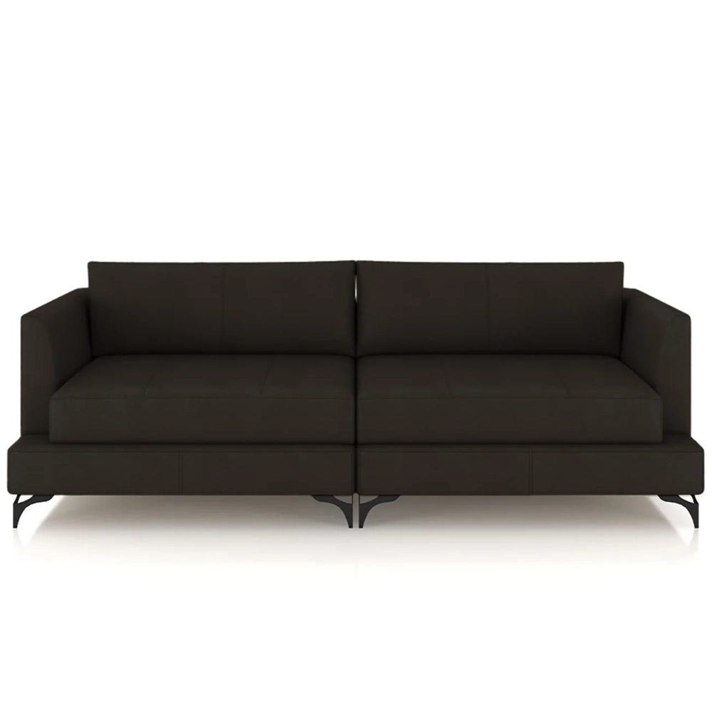 Sofá 2 Lugares Living 190cm Pé Ferro Soren Couro Marrom Z55 - Mpozenato