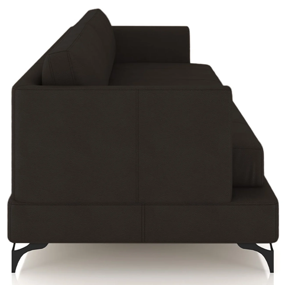 Sofá 2 Lugares Living 190cm Pé Ferro Soren Couro Marrom Z55 - Mpozenato