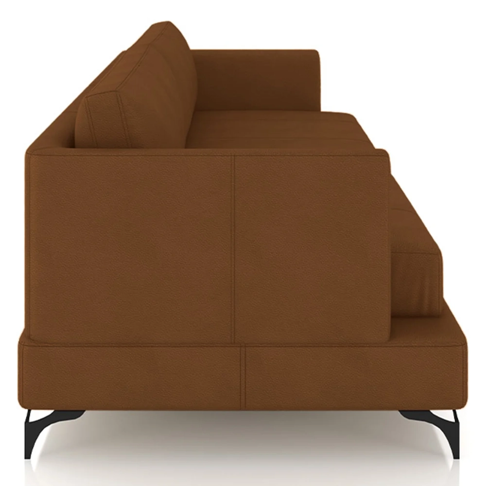 Sofá 3 Lugares Living 210cm Pé Ferro Soren Couro Telha Z55 - Mpozenato