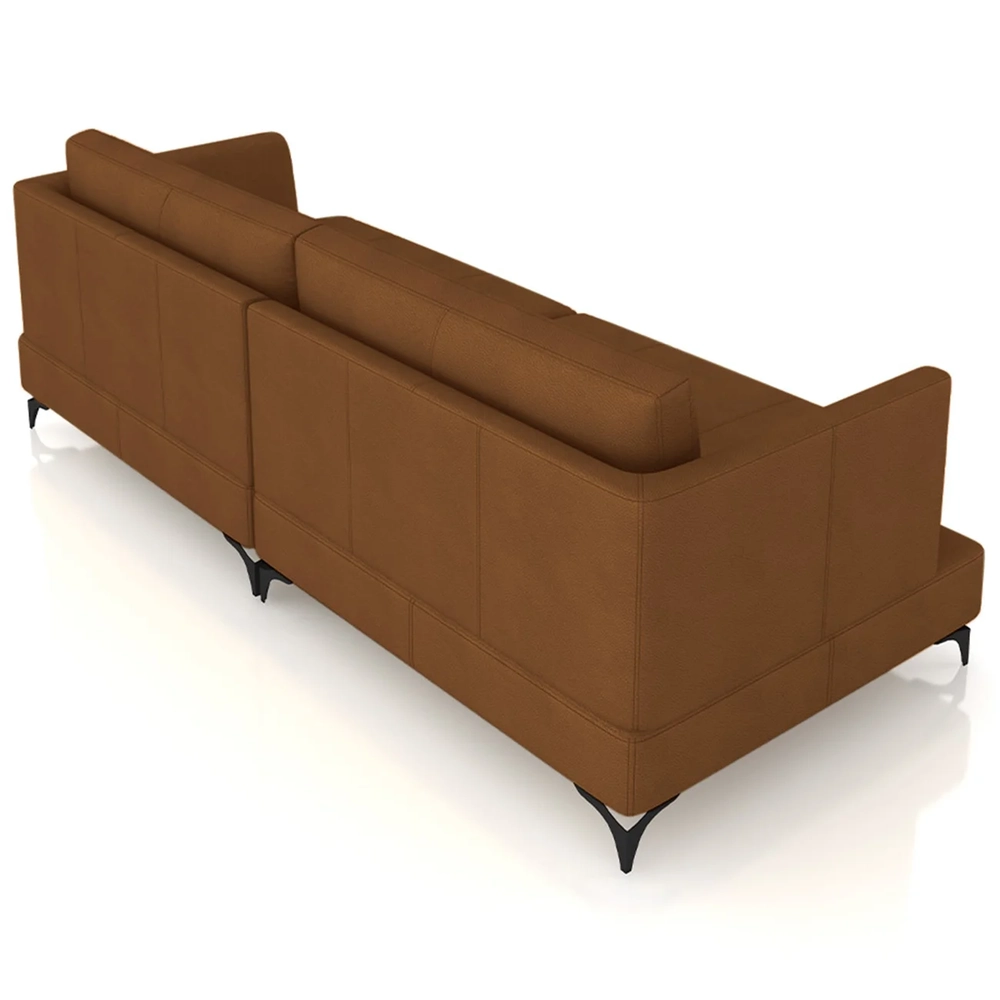 Sofá 3 Lugares Living 230cm Pé Ferro Soren Couro Telha Z55 - Mpozenato