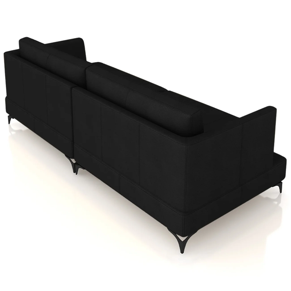 Sofá 3 Lugares Living 230cm Pé Ferro Soren Couro Preto Z55 - Mpozenato