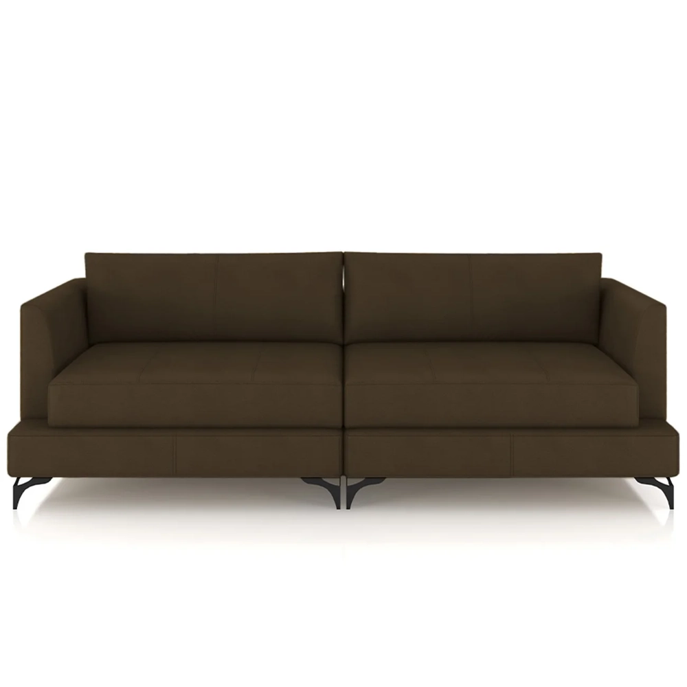 Sofá 2 Lugares Living 190cm Pé Ferro Soren Couro Capuccino Z55 - Mpozenato