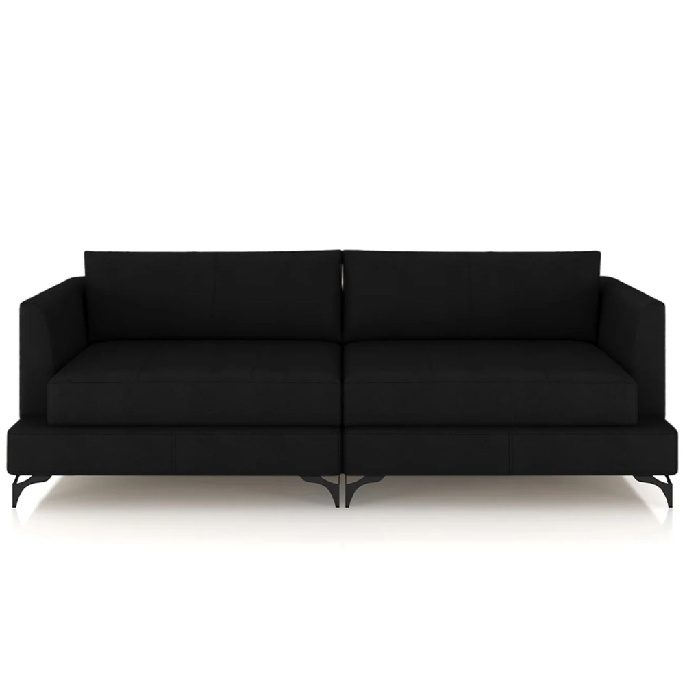 Sofá 2 Lugares Living 190cm Pé Ferro Soren Couro Preto Z55 - Mpozenato